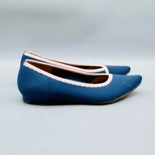 Vionic Shoes Womens 7 Blue Knit Dahlia Ballet Flats Pointed Toe Slip On Comfort