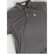 Peter Millar Summer Comfort Polo Shirt XL Striped Navy White Performance Golf