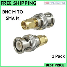 BNC Male Plug to SMA Male Plug RF Coaxial Adapter 50 Ohm Connector