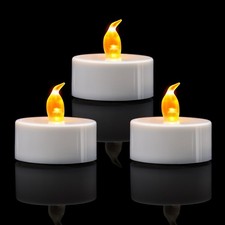 12 Pack Warm Yellow LED Tea Lights Flickering Flameless Candles 100H Battery