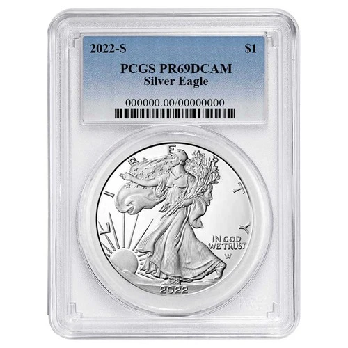 2022-S $1 1-oz Proof American Silver Eagle PCGS PR69DCAM Blue Label