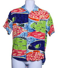 Vintage JAMS WORLD Hawaiian Shirt Men Size S Fish Print Multicolor Small