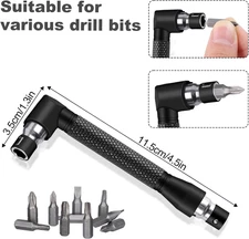21 Pcs Right Angle Drill Attachment Set Includes 2 Pcs Flexible Drill Bit Impact