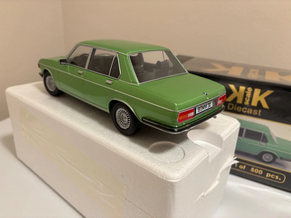 1972 BMW 3.0S (E3) 4 Speed, Taiga Green Metallic, KK Scale, 1 of 500, New 1/18 - Image 3 of 4