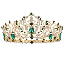  Vintage Baroque Queen Crown: Bride Rhinestone Crystal Tiara Headband - Wedding