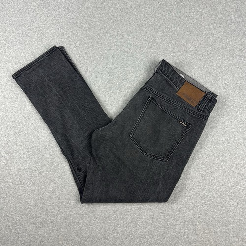 Volcom Vorta Men's Denim Jeans Size 36 Slim Straight Dark Grey Zip Fly Stretch - Picture 4 of 14
