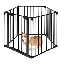 115" Fireplace Fence 5 Panel Adjustable Baby Pet Safety Gate
