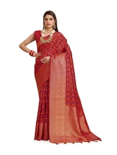 MIMOSA Women's Woven Design Kanjivaram Style Art Silk Saree With Blouse Piece :