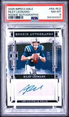 2025 PANINI IMPECCABLE ROOKIE AUTOS #RA-RLD RILEY LEONARD 3/99 PSA 8