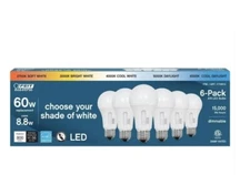 FEIT LED 60W bulb 8.8W (60W Replacement) Adjustable Shade 6 Pack NEW NR