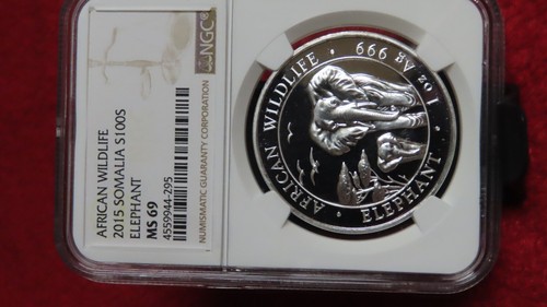 2015 NGC MS69 African Wildlife Somalia ELEPHANT 1oz 999 - Picture 3 of 5