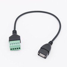 USB 2.0 A Female to 5 Pin Screw Connector with Shield Terminal Cable Cord 30cm