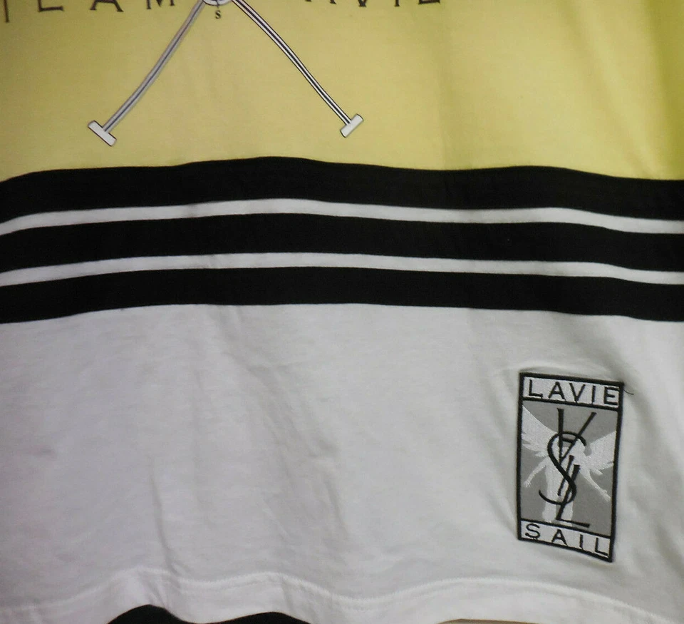 Camisa sin mangas Lavie Clothing para hombre amarilla negra a rayas "Team Lavie" talla XL Foto 3 de 3