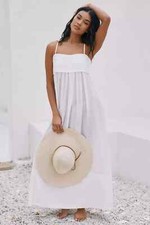 By Anthropologie Sleeveless A-Line Maxi Dress size S white color new nwt