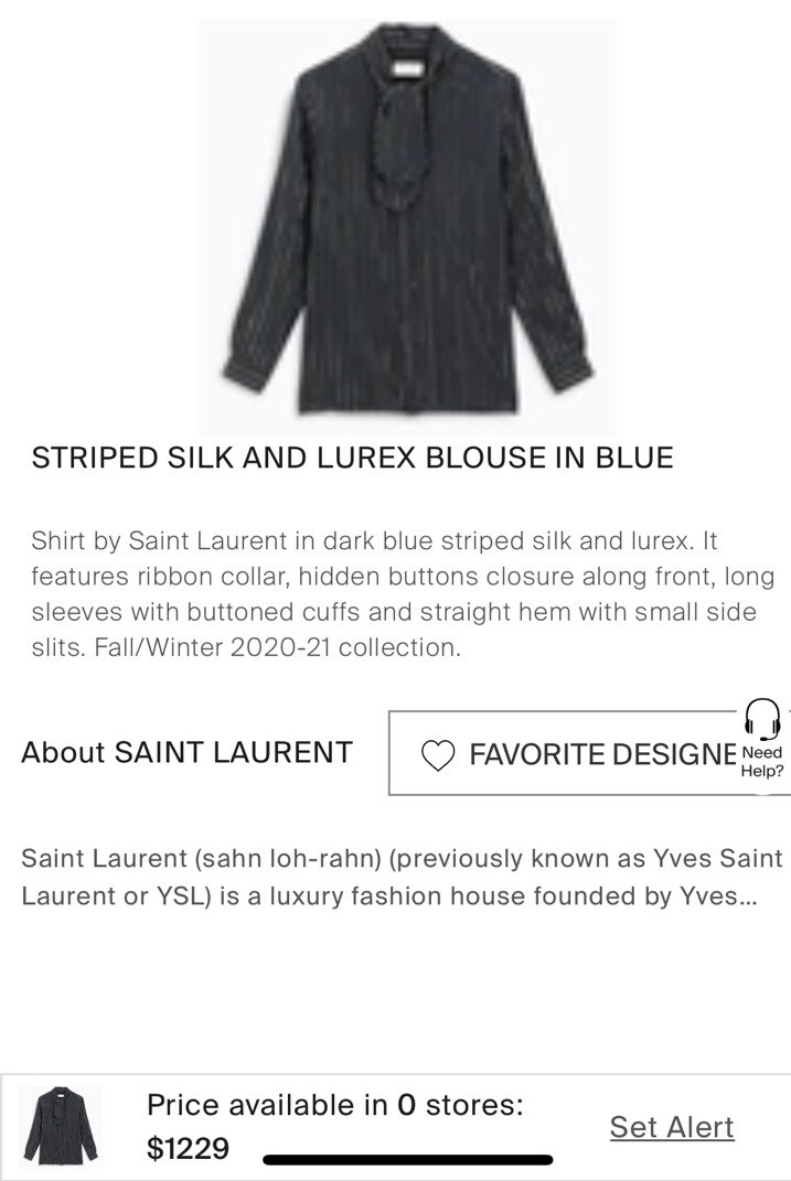 Camicia a righe Saint Laurent seta e lurex nuova taglia F36