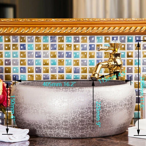 NewEuropeanfashiongold/silverceramicbathroombasinsinkwithwaterfallfaucetspout - Picture 26 of 46