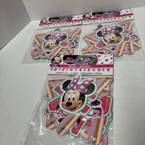 Disney Minnie Mouse Happy Birthday Letter Banner 6ft Long Set Of 3 - Picture 6 of 6
