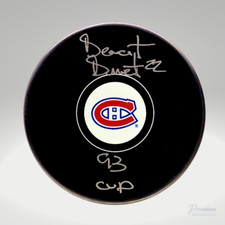 BENOIT BRUNET Montreal Canadiens Autographed Puck with 93 Cup ins.