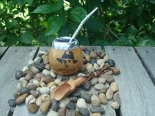 Carlos Gardel Logo - Mate Gourd- Hand Made- Straw + Spoon BONUS- Yerba Mate
