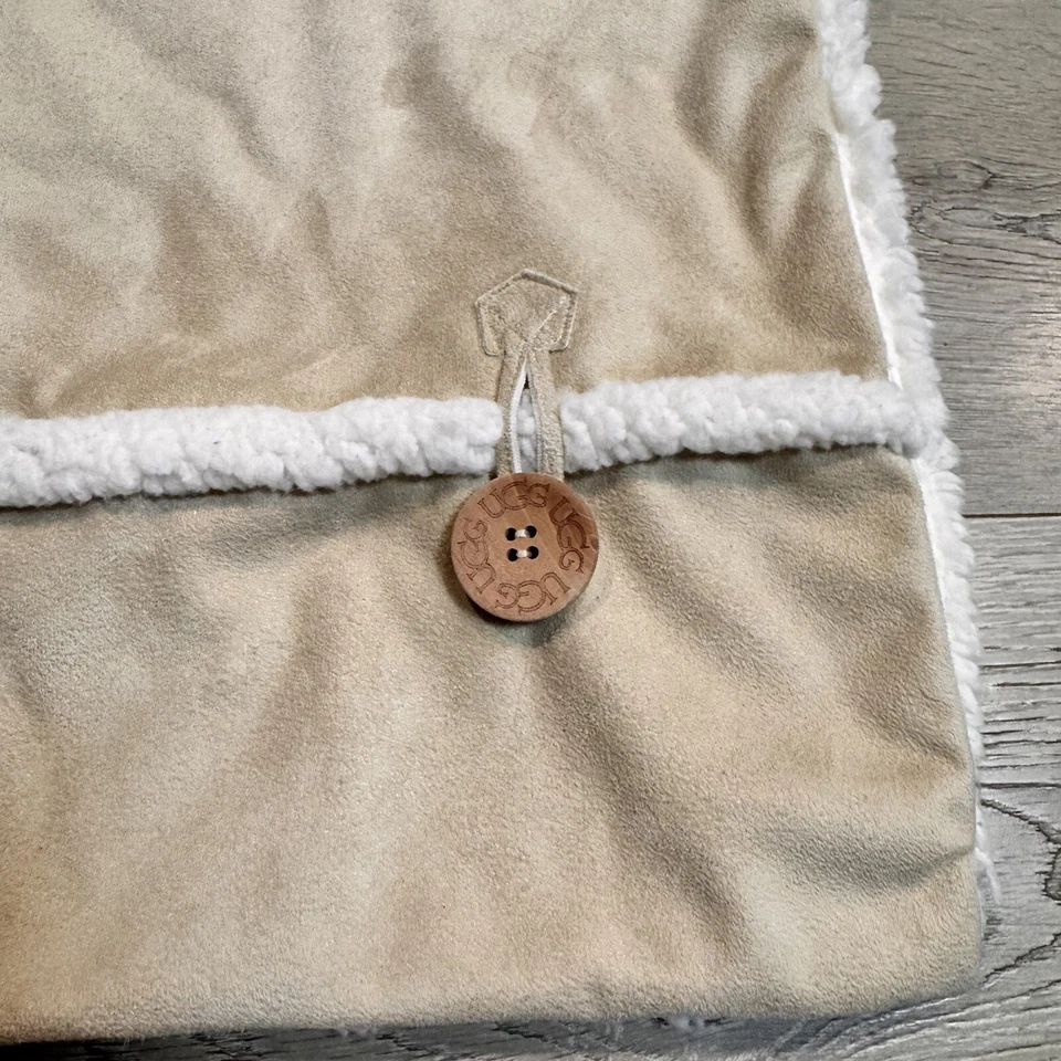 Almohada Ugg Bailey Botón Falso Gamuza Cuero Borde Sherpa 15"x21.5 Rectángulo Foto 2 de 4