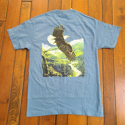AL AGNEW T-Shirt Men's Size M Bald Eagle Mountain River Blue Pocket NEW w/ Tags