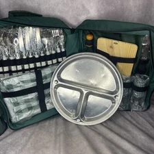 Picnic at Ascot Picnic Backpack Complete Service for 4 Plates Utensils New READ