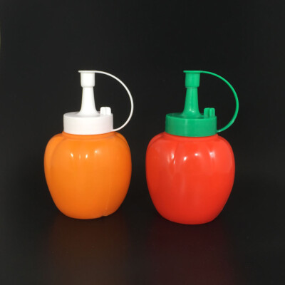 Tomato Shape Sauce Squeeze Bottles Plastic Ketchup Condiment With Lid Dispenser 