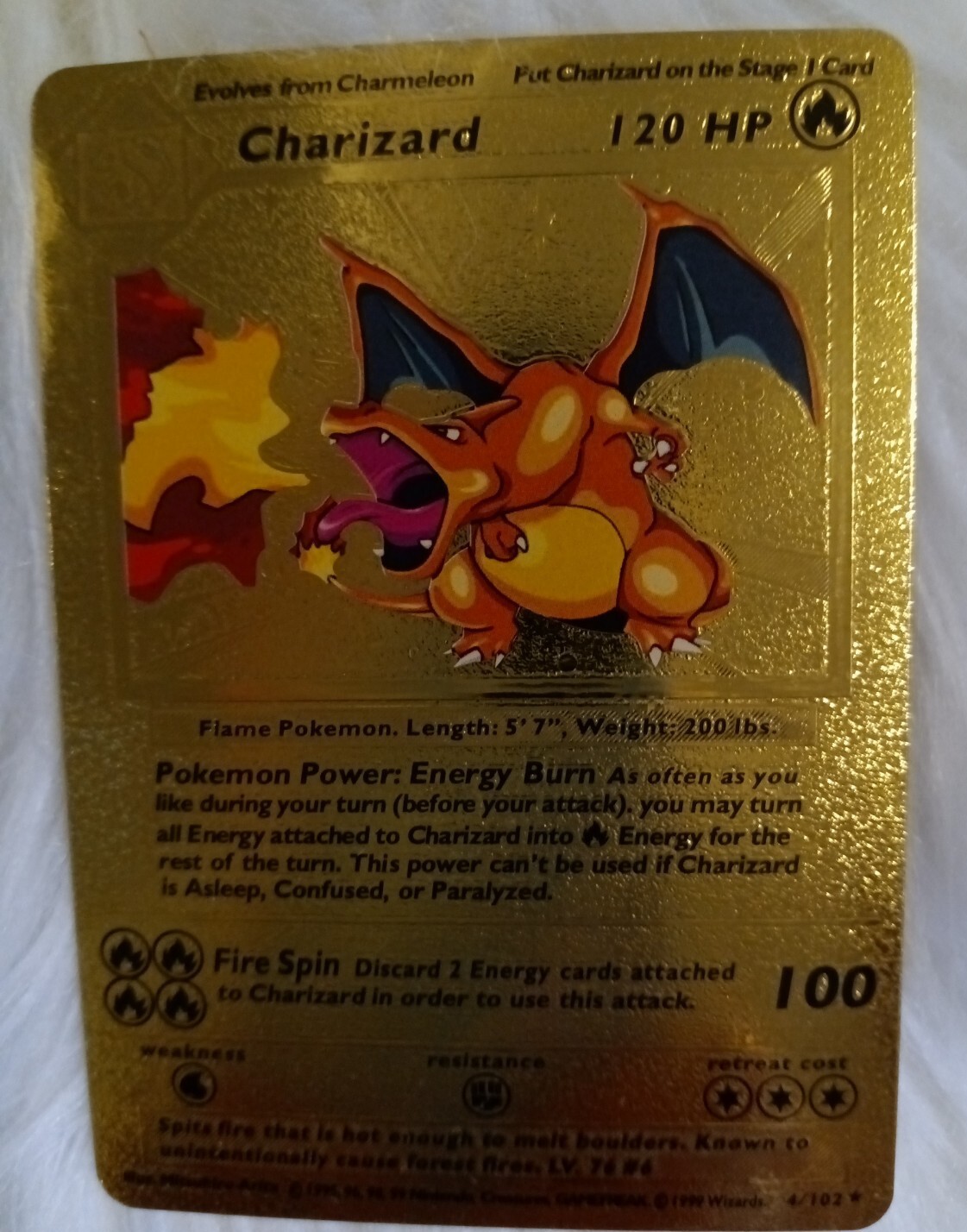 Charizard 1995 Rare Gold Pok mon Card With Plastic Insert MINT charizard-1995-rare-gold-pok-mon-card-with-plastic-insert-mint