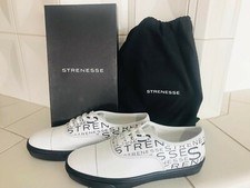 Luxus STRENESSE Schuhe Sneaker Herren Logo Schriftzug Weiß Größe 44 