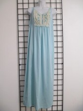 VINTAGE KOMAR   SIZE SMALL / 40" BUST BLUE / NYLON / MAXI NIGHTGOWN