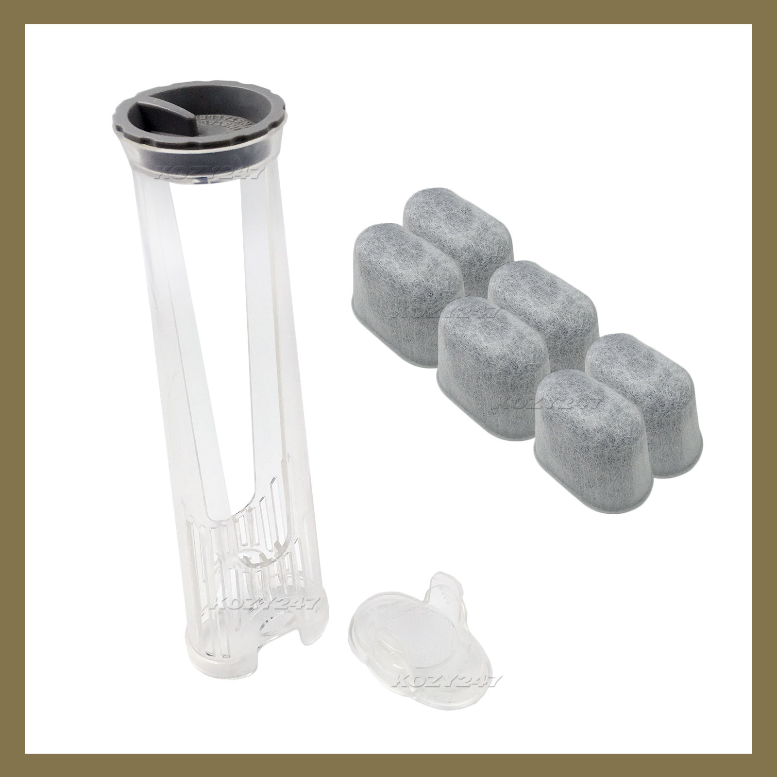Holder, Clear And 6 Charcoal Water Filters