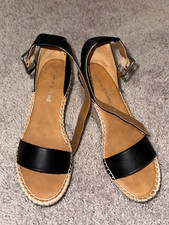 Sun Stone Sammi Two-Piece Wedge Sandals Black 6M