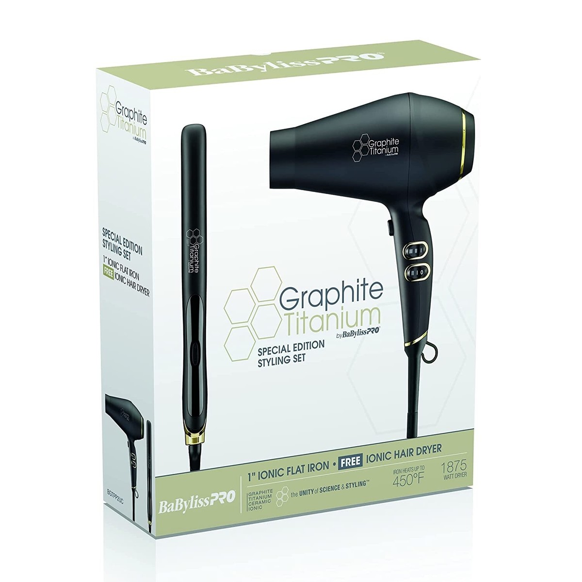 BabylissPRO Graphite Titanium Dryer Graphite Titanium Flat Iron 1