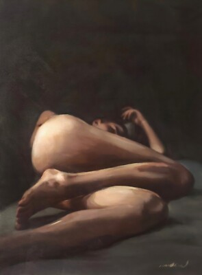 WILLIAM OXER ORIGINAL ''''Schatten'''' nackte nackte Frau schönes Mädchen Öl GEMÄLDE