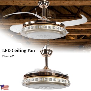 42 Led Ceiling Fan 3 Color Changing Lights 4 Blades Remote
