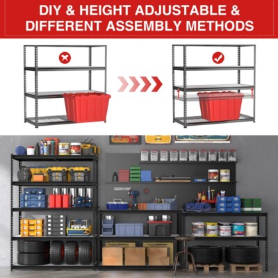10-PACK 48''x24''x72'' 5-Tiers Heavy Duty Storage Shelves Adjustable Metal Shelving