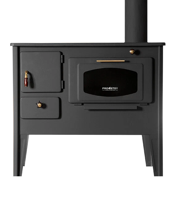 Cocina de leña PROMETEY Nar Tipo A 7/10kW con horno y placa de hierro fundido - Imagen 3 de 4