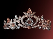 Velo da sposa oro rosa diadema diamante strass corona matrimonio ballo fascia