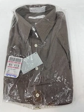 VINTAGE GEOFFREY BEENE MEN'S BROWN SHIRT SIZE 16 (34-35) WRINKLE FREE USA NEW