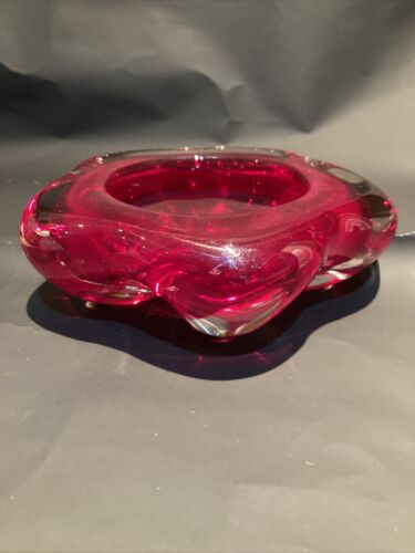 Stunning Vintage Geoffrey Baxter 5 Lobed Ruby Red Bowl/Dish/Tray - 9408 - Picture 1 of 11