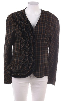 Ohne Label Blazer-Jacke Karo Volants D 40-42 schwarz camel