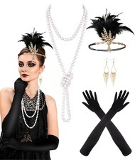 7 Pieces 1920s Flapper Great Gatsby Accessories Set Fashion Roaring 20's Them...