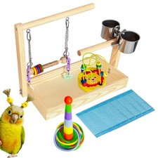 Mini Wood Bird Playground Birds Perch Stand Desktop Parrot Play Stand Parrot ...