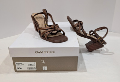NEW Giani Bernini Renaee Women s Brown Woven Block Heel Sandals Size 6M NIB NEW