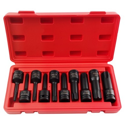 Heavy Duty Impact Star Bit Socket Set 10PC 1/2'' Drive T30-T100 CR-MO Steel Kit