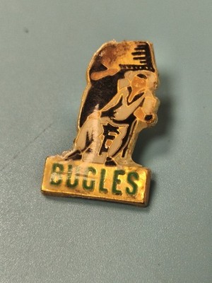Vintage Bugles Werbepins, Sammlung, Figur sitzend, emailliert