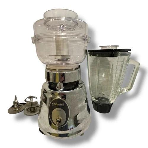 Osterizer Classic Chrome Blender #4125 w Pitcher Food Processor Milkshake Blade