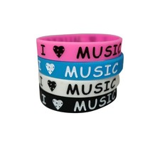 1PC New Design Ink Filled I Love Music Silicone Wristband for Music Fans Silicon