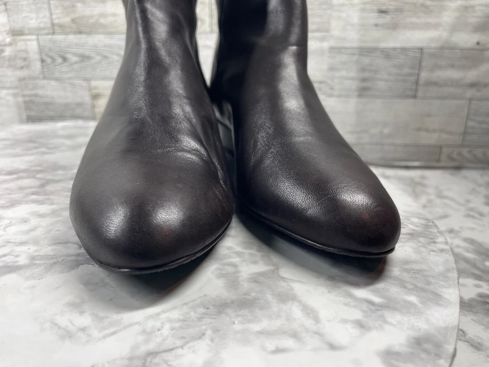 Stuart Weitzman Botas Mujer 10M Zapatos Negro Marrón Cuero Cuña Botín al Tobillo Foto 4 de 4