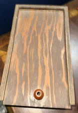 Vintage Retro Sliding Lid Wooden Sewing Box Case with needles thread and scissor